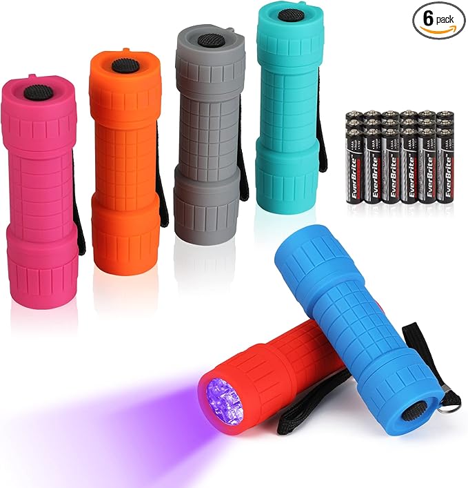 EverBrite Black Light Flashlight, UV Mini Flashlight, 9-Led 395nm Detector for Pet Urine, Stains, Scorpions, 18 AAA Batteries Included