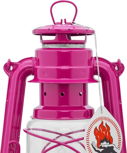 Outdoor Kerosene Fuel Lantern, German Made Weather Resistant Baby Special 276 Galvanized Hurricane Lamp for Camping or Patio, 10 Inches, Telemagenta