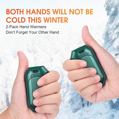 2 Pcs Mini Hand Warmer Rechargeable, 2000mAh*2 Portable Hand Warmer Reusable, 3 Levels Temperature Adjustable 2 in 1 Hand Warmer, Outdoor Indoor Warm Gift for Men Women Children