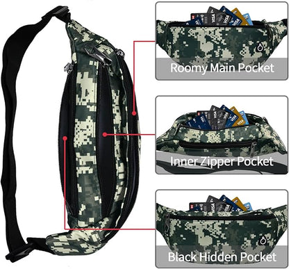 Fanny Pack for Men Women, Waterproof Sports Waist Bag Pack, Belt Bag for Travel Hiking Running
