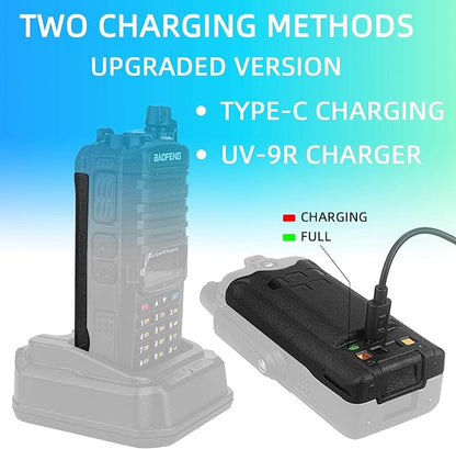 BAOFENG UV-9R Battery,4800mAh Type-C Charge BL-9 Li-ion 7.4V Replacement Radio Battery for UV-9R Plus Pro UV-9G BF-T57 GMRS-9R UV-XR USB-C Rechargeable walkie Talkie Battery (1Pack+USB-c car Charger)