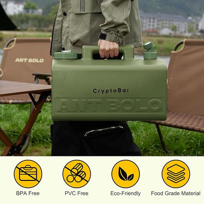 5.2 Gallon BPA Free Water Jug for Camping, Leak-Proof Portable Emergency Water Container with Spigot, Perfect for Outdoor Hiking, Picnic Supplies - Green