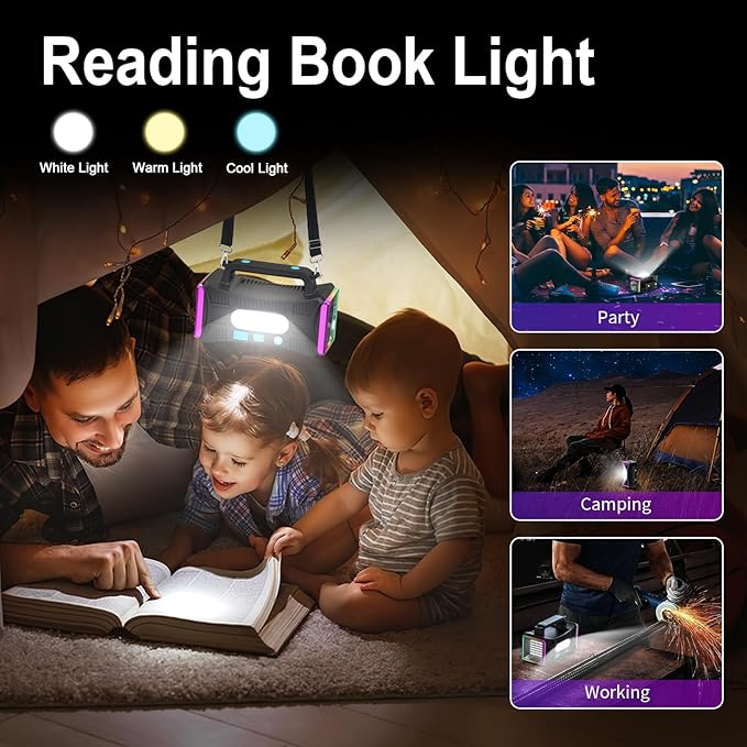 Rechargeable Flashlight, LED Spotlight Flashlight 10000 Capacity 6000LM 30h Ultra-Long Standby UV Flashlight Blacklight Waterproof with USB Output as a Power Bank
