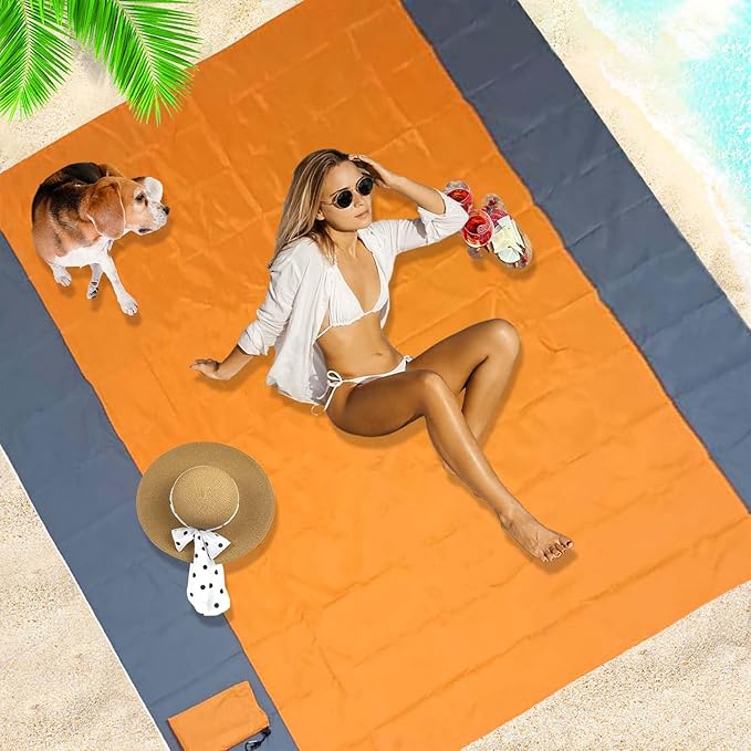 2Pack Beach Blanket Water Resistant Sandproof 2 Pack 83x79in Outdoor Blanket Lightweight Windproof Thin Soft Beach Mat for Travel Camping Picnic Beach