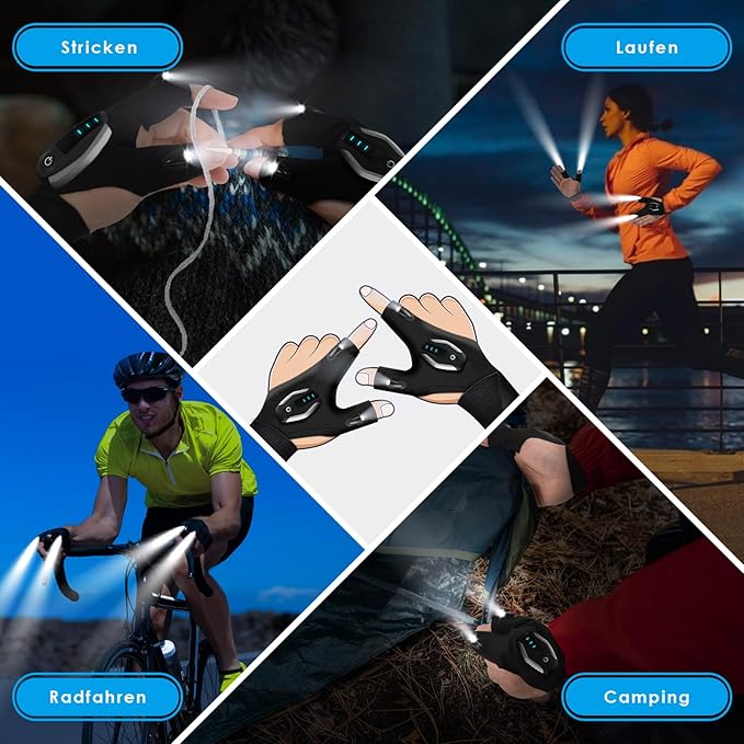 KEZKALS Father's Day Gifts, LED Rechargeable Flashlight Gloves, Mens Gifts for Dad, Birthday Gifts for Men Him, Husband, Grandpa, Fishing Gifts for Men, Gifts for Men Who Have Everything