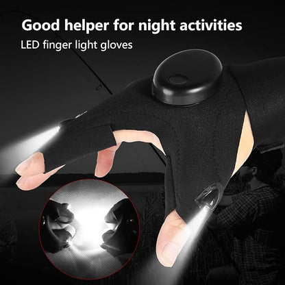 Flashlight Gloves, Fingerless LED Flashlight Gloves, Birthday Gifts for man, Hands Free Flashlights for Working in Darkness Places Fishing, Repair, Camping, Hiking, Running