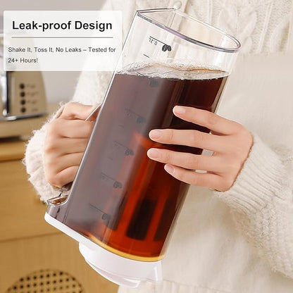LITIFO Cold Brew Coffee Maker, 74oz Portable Iced Tea and Coffee Maker with Precision Filter, Leak-Proof，Heat-Resistant, Dual Handles for Camping/Home Kitchen (74oz)