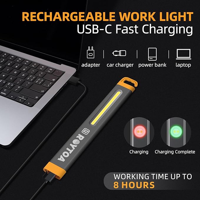 Rechargeable LED Flashlights High Lumens, COB LED Magnetic Work Light with Hook Super Bright Handheld Flashlight for Emergency, Camping, Hiking