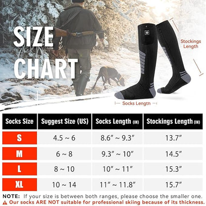 Heated Socks for Men Women 7.4V 22.2WH Battery 2023 Upgraded Heating Socks with APP Remote Control for Hunting Fishing Camping Hiking Outdoor Work(Black,M)