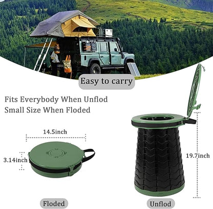 XXL Portable Toilet -19.7" H 15" D Adjustable Foldable Camping Toilet, Luggable Loo with Lid, Strap,Toilet Bag for Camping, Hiking, Travel and Car with Carry Bag