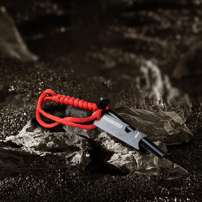 Fire Starter Survival Tool, Ferro Rod Fire Starter Kit & Backpacking Multitool, Fire Steel, Fire Rod