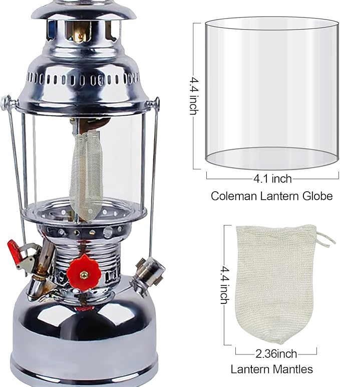 1Pcs Lantern Glass Replacement with 10Pcs Propane Lantern Mantles Compatible with Coleman Fueled Lanterns, Clear Lantern Globe, Reusable Lantern Parts for Camping Hiking Outdoors Lighting