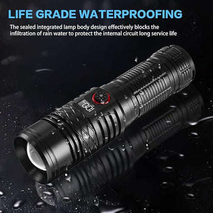 Flashlights High Lumens Rechargeable, Super Bright Flashlight, Adjustable Tactical Flashlight 5Mode Waterproof Handheld Flash light for Emergencies, Camping, Hiking