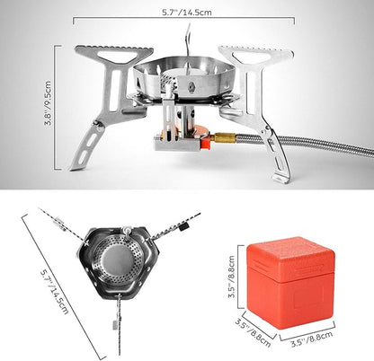 Odoland 3500W/6800W Windproof Camp Stove Camping Gas Stove with Fuel Canister Adapter, Piezo Ignition, Carry Case, Portable Collapsible Stove Burner for Outdoor Backpacking Hiking and Picnic