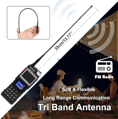 BAOFENG UV25M Tri-Band Ham Radio Handheld Long Range Walkie Talkies High Power 5200mAh Tactical Radio with Frequency Match,NOAA,USB-C,999CH,Tri Band Antenna for Camping Hiking