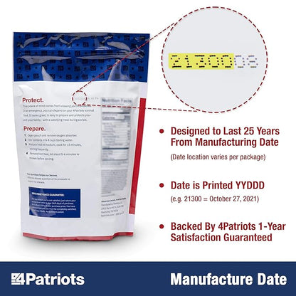 4Patriots: 2-Week Emergency Food Supply Survival Kit, Perfect for Camping, Freeze Dried Preparedness Food, Designed to Last 25 Years, Be Ready with 84 Servings of Delicious Breakfast, Lunch, & Dinner