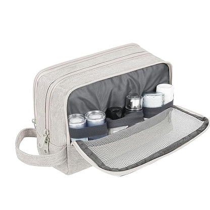 Toiletry Bag for Men Hanging Dopp Kit Water Resistant Shaving Bag Small Toiletry Bag for Traveling (Denim Pure Beige)