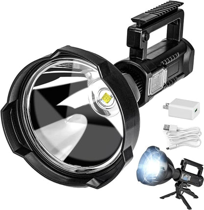 Superbright Big Size Rechargeable LED Handheld Flashlight Spotlight 4 Modes High Power Portable Waterproof Searchlight for Camping Hunting Outdoor (P90 Large Size)