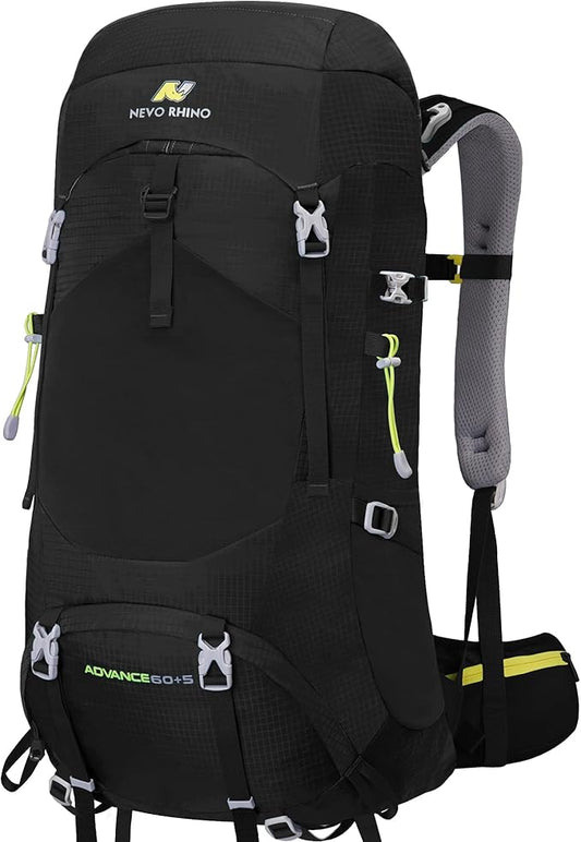N NEVO RHINO Internal Frame Hiking Backpack 50/60/65/70/80L, Mountain Climbing Camping Backpack Daypack Waterproof Rain Cover