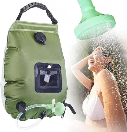 Solar Portable Shower Bag, 5 Gal/20L Compact Outdoor Heating Camping Shower Bag with On-Off Switchable Shower Head&Removable Hose Suitable for Camping, Hiking, Travel, Beach Swimming