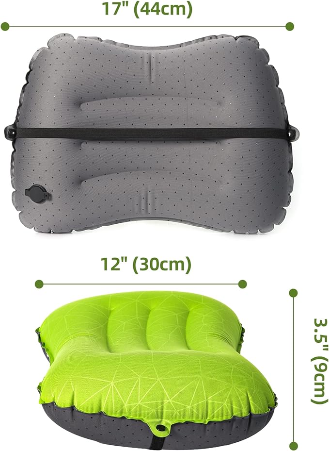 Camping Pillow - Inflatable Pillow - Travel Pillows for Backpacking & Airplane, Lumbar Support 2.0 Blow Up Pillows, Ultralight Compressible, Comfortable, Ergonomic Pillows (Light Grey)
