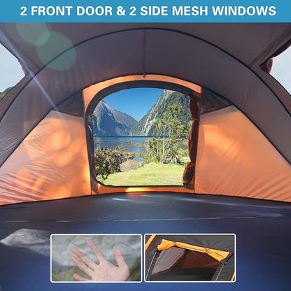 EchoSmile Camping Instant Pop Up Tent, 2/4/6/8/10 Person, Water Resistant Dome, Easy Setup for Camping Hiking and Outdoor, Portable with Carry Bag, 3 Season