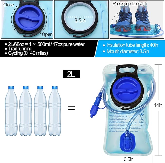 1/2/4/8 Pack Hydration Bladder, 1.5L/2L/2.5L/3L Water Reservoir, Leakproof Water Bladder Hydration Pack, Large Opening Water Storage Bladder Bag, for Cycling Hiking Camping