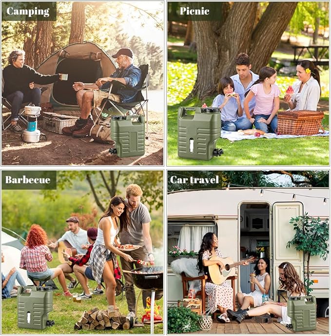 3.2 Gallon Camping Water Jug, Green Camping Water Container with Spigot, Portable Water Tank for Outdoors Hiking Picnic Emergency Supplies, BPA Free