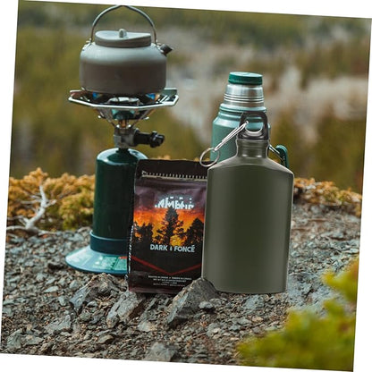 YARNOW outdoor leisure insulation Metal aluminum on foot field flat water bottles kettle water canteen portable square with hook aluminum alloy Backpack carry