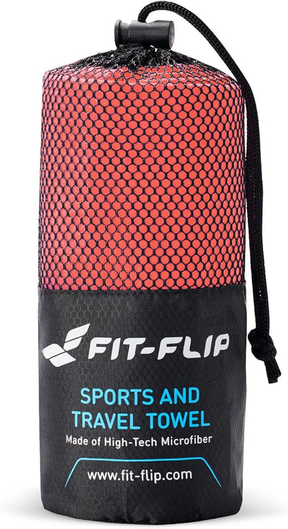 Fit-Flip Travel Towel - Compact & Ultra Soft Microfiber Camping Towel - Quick Dry Towel - Super Absorbent & Lightweight for Sports, Beach, Gym, Backpacking, Hiking and Yoga