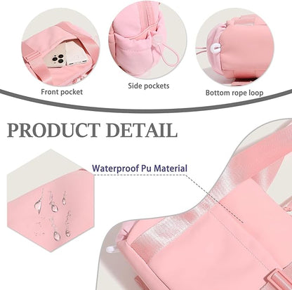 Mini Gym Bag for Women & Girls with Wet Compartment Small Gym Tote Bag Waterproof Travel Duffle Bag Cute Workout Sports Bag, Black