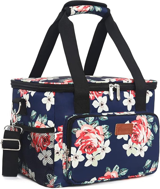 Femuar Lunch Bags for Women/Men, Insulated Lunch Bag for Work Office Picnic - Large Lunch Cooler Bag Leakproof Lunch Box with Adjustable Shoulder Strap for Adults - Floral(15L)