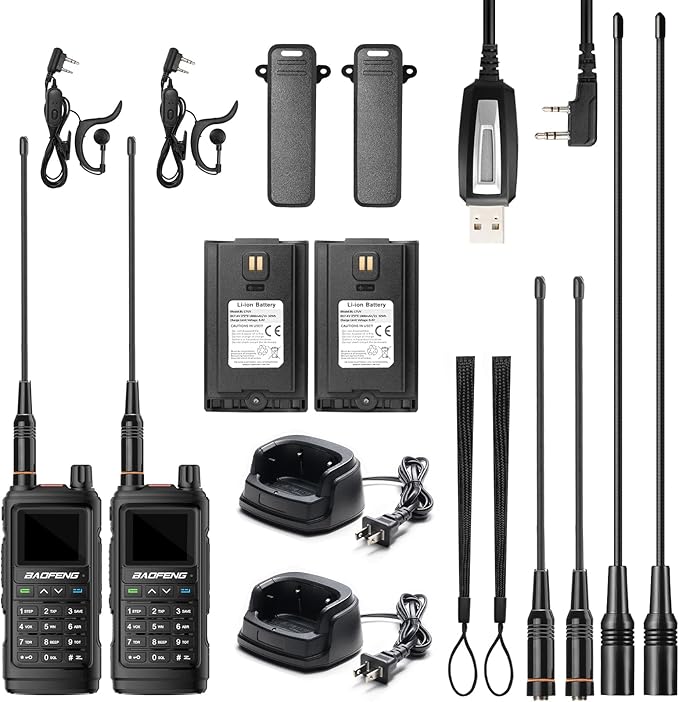 BAOFENG UV-17R Two Way Radio, Dual Band 144-148/420-450Mhz Handheld Ham Radio with Standard Antenna & High Gain Long Antenna, 1800mAh Li-ion Battery, 999 Channels, Manual DTMF, Support CHIRP (2 Pack)