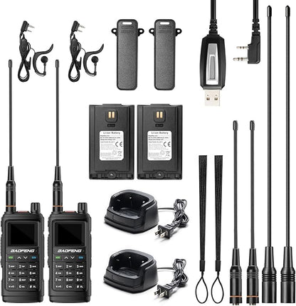 BAOFENG UV-17R Two Way Radio, Dual Band 144-148/420-450Mhz Handheld Ham Radio with Standard Antenna & High Gain Long Antenna, 1800mAh Li-ion Battery, 999 Channels, Manual DTMF, Support CHIRP (2 Pack)