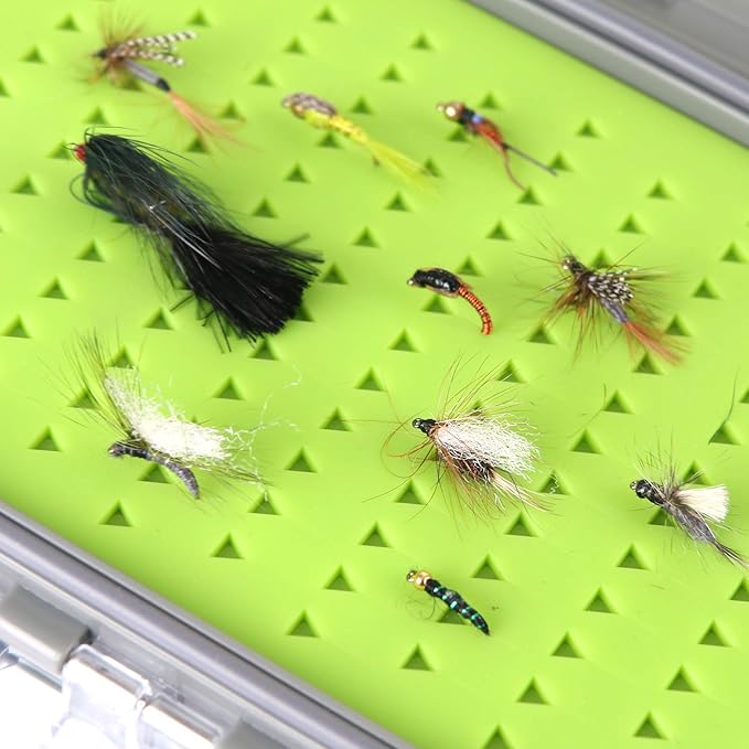 M MAXIMUMCATCH Maxcatch Fly Box Two Sided Waterproof Jig Fly Fishing Boxes for Dry Wet Nymph Flies 4 Sizes Clear Lid