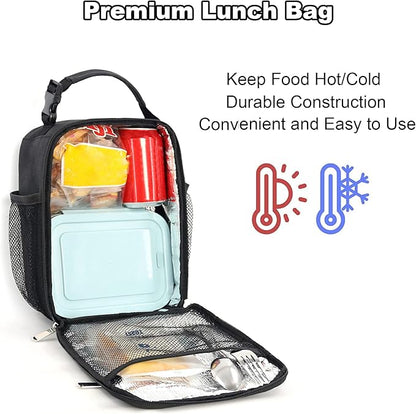 Femuar Lunch Box for Men Women Adults Small Lunch Bag for Office Work Picnic - Reusable Portable Lunchbox, Black