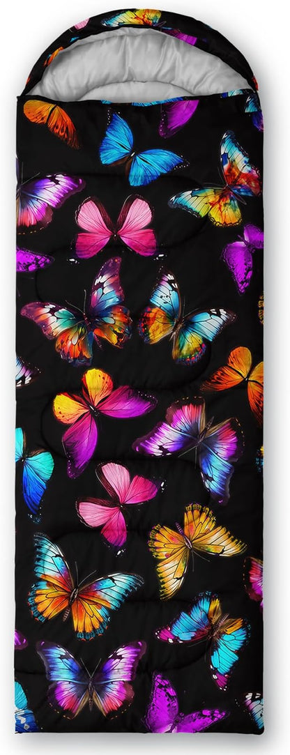 Camping Sleeping Bags,Mermaid Horse Butterfly Starry Sky 3 Season Warm & Cool Weather,Lightweight,Waterproof Sleeping Bags for Adults & Kids,Traveling,and Outdoors,Camping Gear Equipment