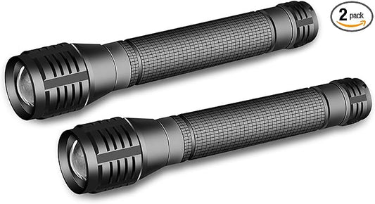 LED 2000 Lumens 3 Modes Adjustable Focus 2-Cell AA Flashlight,2-Pack