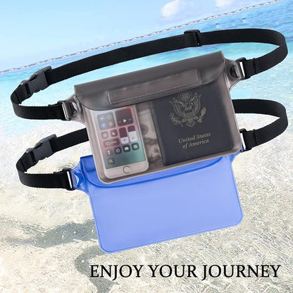 CADONO 2-Pack Waterproof Pouch with Adjustable Waist Strap | Screen Touch Sensitive Dry Bag, Keep Your Phone and Valuables Dry, Perfect for Swimming Kayaking Boating Fishing Beach Diving