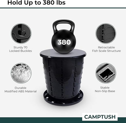 Retractable Portable Toilet for Camping - Large & Height Adjustable - Foldable Camping Toilet for Hiking/Travel | Portable Potty for Adults, Kids and Outdoor Car Camp