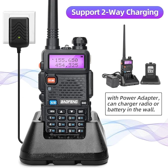 BAOFENG UV-5R 8W Ham Radio UV5R Long Range Walkie Talkies Rechargeable Dual Band UHF VHF Handheld Rapid Two Way Radio for Survival Gear,Hotel,Restaurant,4Pack