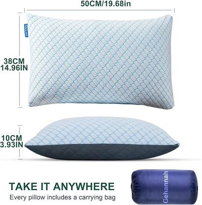 Gehannah Travel Pillow - Large Size Compressible Camping Pillow for Sleeping, Shredded Memory Foam Pillow with Storage Bag Compact Supportive, Pillow for Adults Kids Outdoor Backpacking Hiking Gear
