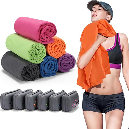 6 Pack Microfiber Camping Towel Bulk Quick Dry Towel 47 x 23.6 Inches Microfiber Travel Towels Absorbent & Lightweight for Camping, Beach, Gym, Sports, Yoga and Swimming Pool