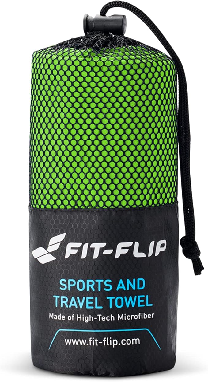Fit-Flip Travel Towel - Compact & Ultra Soft Microfiber Camping Towel - Quick Dry Towel - Super Absorbent & Lightweight for Sports, Beach, Gym, Backpacking, Hiking and Yoga
