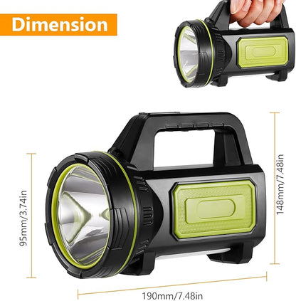 ONEVER Rechargeable Spotlights Handheld Flashlight LED Super Bright Rechargeable Flashlight, 2 Modes LED Searchlight 1200mAh Hand Flashlight Portable LED Lantern Outdoor Camping Emergency Flashlight