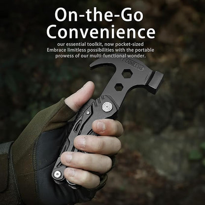 HAPHAESTUS Series 13-H Multitool Hammer with Premium Stainless Steel Pliers and Saw, Short Dagger, Black Luxury Gift Box