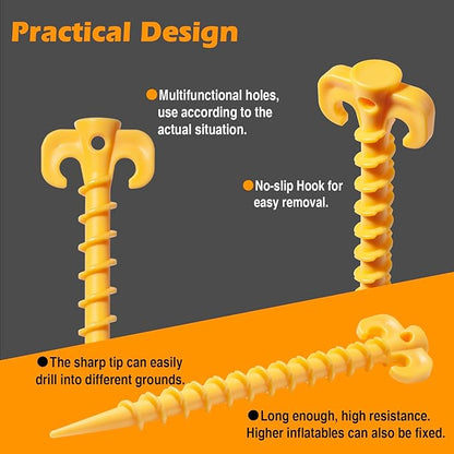 12 Pack Tent Stakes, Stakes for Inflatables, 7.5 inch Heavy Duty Spiral Design Outdoor Tent Stakes, Ground Stakes Ground Anchors Pegs, Yard Lawn Pegs Anchor for Canopy, Camping, Hiking, Beach