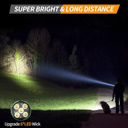 Led Flashlights Rechargeable USB C, Small Powerful Flashlight Max 2000 High Lumens Flashlight with 5 Modes, Red Light, Power Indicator, Waterproof Flash Light for Camping Hiking Emergency