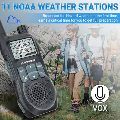 GMRS Radio BAOFENG GM-T8 Walkie Talkies Long Range, Rechargeable Walkie Talkie for Adults,Portable Ham Radio Handheld with NOAA Weather Flashight VOX USB-C Two Way Radio(2 Pack)