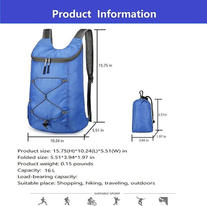 16L Hiking-Daypack Lightweight-Foldable Travel-Backpack Water-Resistant Camping Outdoor Packable Easy Carry-on Bag (Royal Blue)